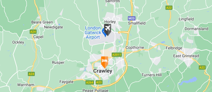 Arora Hotel Gatwick Crawley, Gatwick Airport map