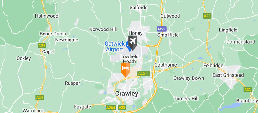 Crowne Plaza Gatwick, Gatwick Airport map