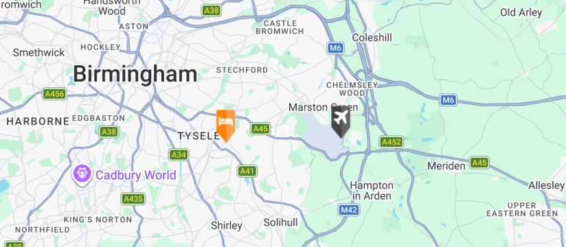 Garner Hotel, Birmingham Airport map