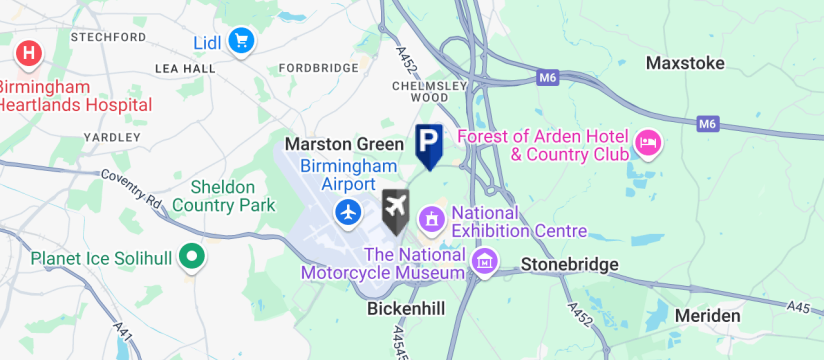 Airparks Short Run, Birmingham Airport map
