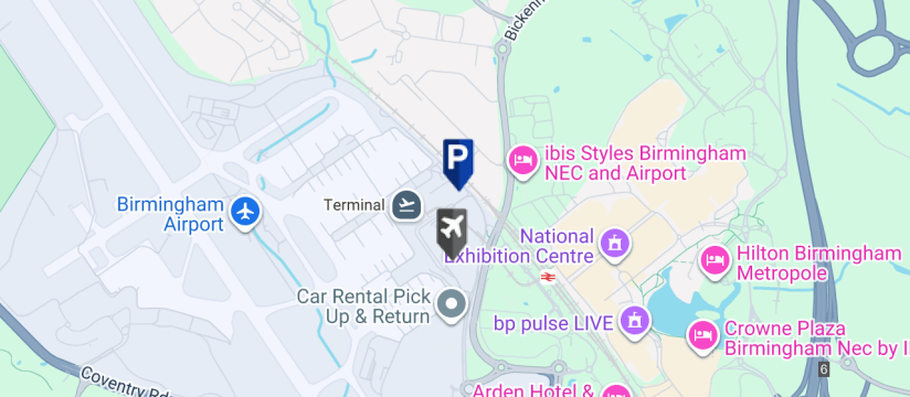 Birmingham Airport Car Park 2 & 3 Parking, Birmingham Airport map