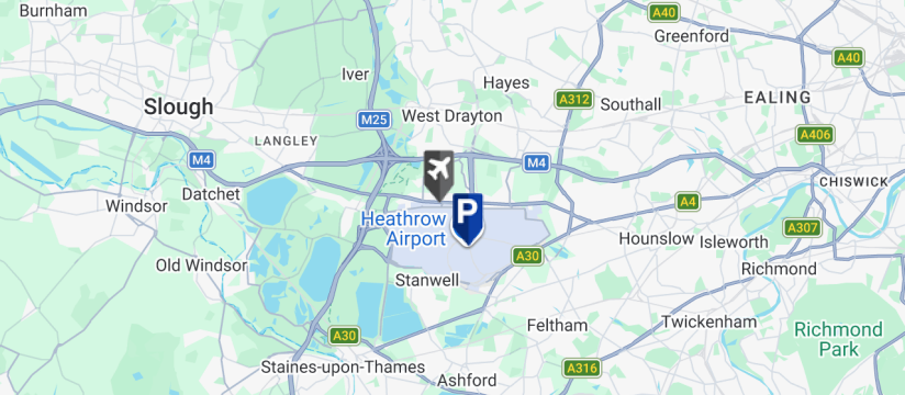 Parkair 24/7, Heathrow Airport map