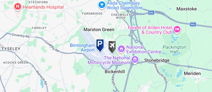 Platinum Valet , Birmingham Airport map